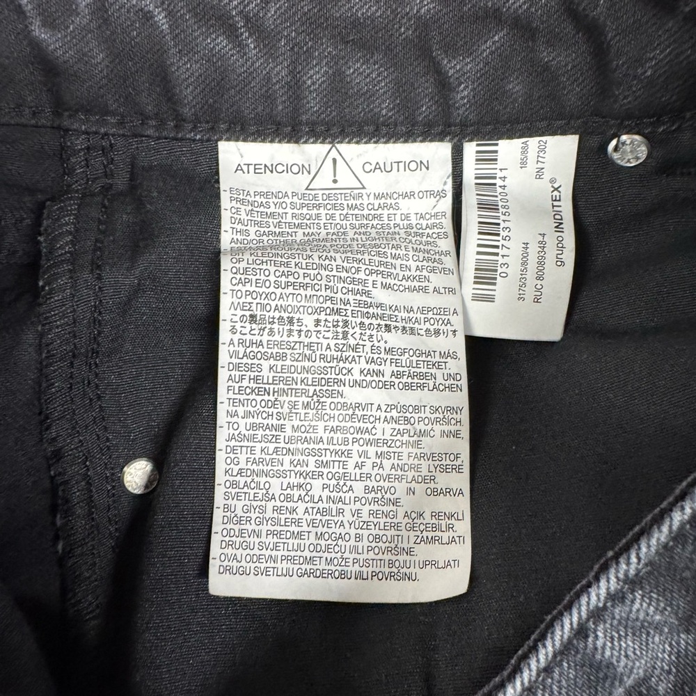 Zara Black Washed Wide-Leg Jeans with Side Zippers - Picture 9 of 9